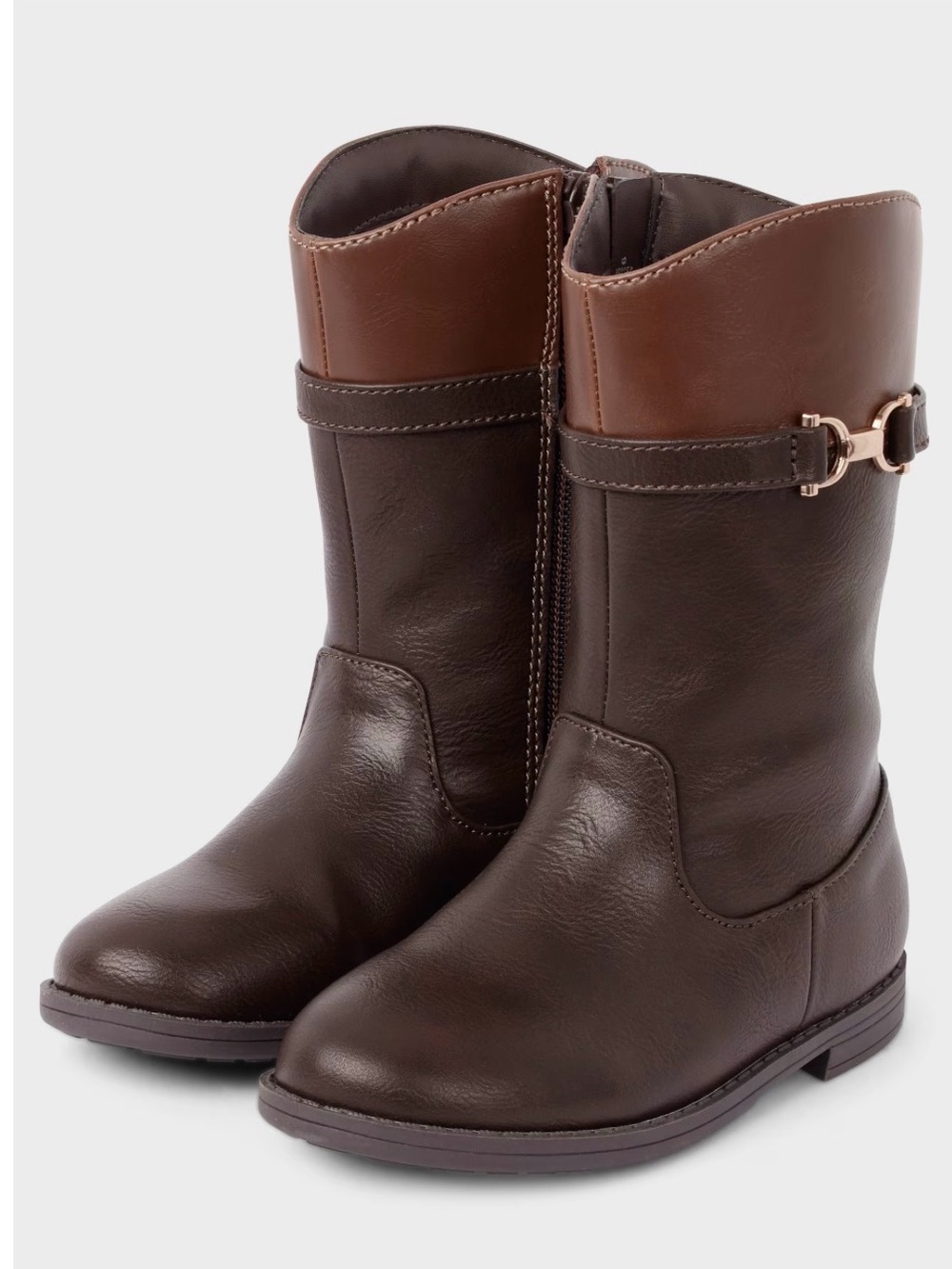 Gymboree Girls Brown Two-Tone Side Zipper Boots